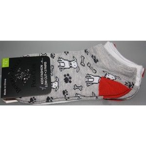 Beverly Hills Polo Club Girls Ankle Socks Size7-2: 3 Pair Dogs Stripes Red Black